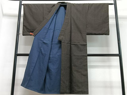平和屋着物■男性　通議　霞文　紺青色　正絹　逸品　CABB9094xe