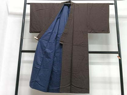 平和屋着物■男性　紬　霞文　藍鉄色　正絹　逸品　CABB9139xe