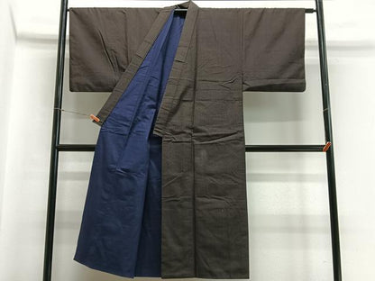平和屋着物■男性　紬　霞文　藍鉄色　正絹　逸品　CABB9140xe