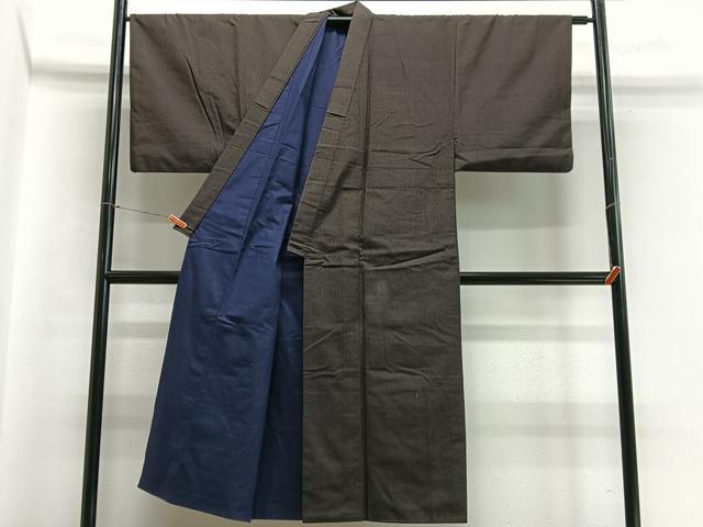 平和屋着物■男性　紬　霞文　藍鉄色　正絹　逸品　CABB9140xe