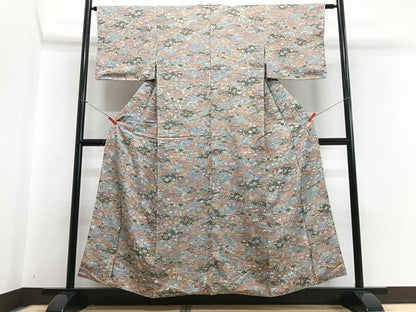 平和屋着物■上質な小紋 風景花文 正絹 逸品 CABB9177xe