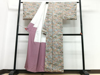平和屋着物■上質な小紋 風景花文 正絹 逸品 CABB9177xe