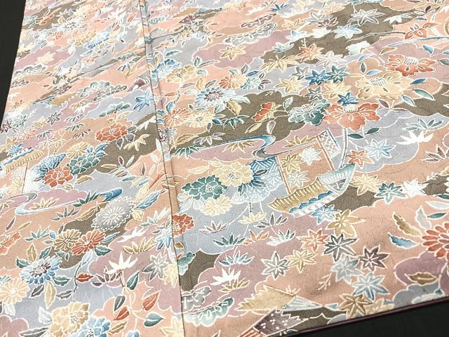 平和屋着物■上質な小紋 風景花文 正絹 逸品 CABB9177xe