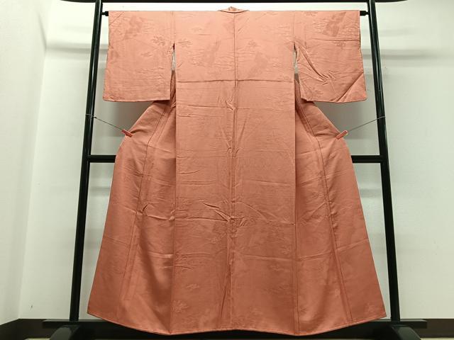 平和屋着物■上質な色無地 流水花地紋 黄丹色 正絹 逸品 CABB9195xe