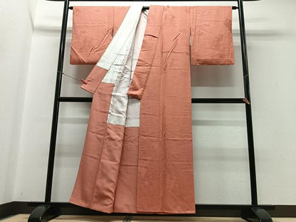 平和屋着物■上質な色無地 流水花地紋 黄丹色 正絹 逸品 CABB9195xe