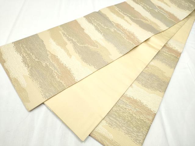平和屋着物●六通柄袋帯　モール　霞文　金糸　正絹　逸品　CABB9201hy