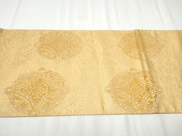 平和屋着物●六通柄袋帯　七宝花文　金銀糸　正絹　逸品　CABB9202hy