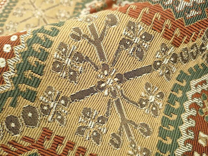 平和屋着物●六通柄袋帯　幾何学花文　金糸　正絹　逸品　CABB9205hy