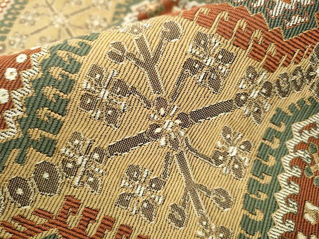 平和屋着物●六通柄袋帯　幾何学花文　金糸　正絹　逸品　CABB9205hy