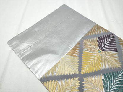 平和屋着物●六通柄袋帯　菱枝葉文　金銀糸　正絹　逸品　CABB9209hy