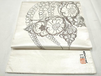 平和屋着物●西洞院辻が花　大脇一心　太鼓柄袋帯　銀糸　正絹　逸品　CABB9212hy