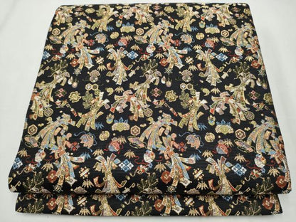 平和屋着物●西陣の老舗　1782年創業　山下織物　六通柄袋帯　熨斗宝尽くし　弐仙七百機　黒地　金糸　正絹　逸品　CABB9216hy