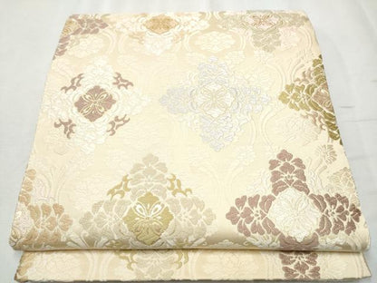 平和屋着物●六通柄袋帯　唐織　縦枠花文　金糸　正絹　逸品　CABB9224hy