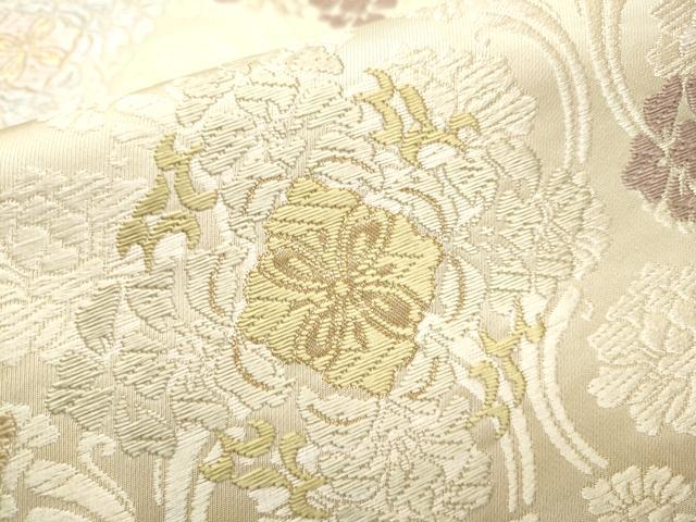 平和屋着物●六通柄袋帯　唐織　縦枠花文　金糸　正絹　逸品　CABB9224hy