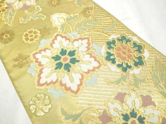 平和屋着物●西陣　川島織物　六通柄　本袋帯　正倉院花文　金糸　正絹　逸品　CABB9225hy