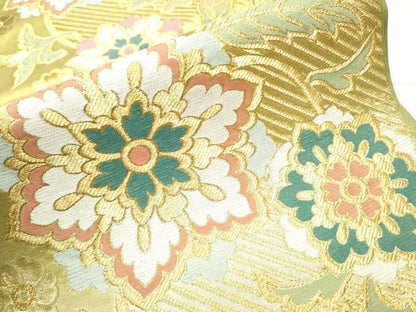 平和屋着物●西陣　川島織物　六通柄　本袋帯　正倉院花文　金糸　正絹　逸品　CABB9225hy