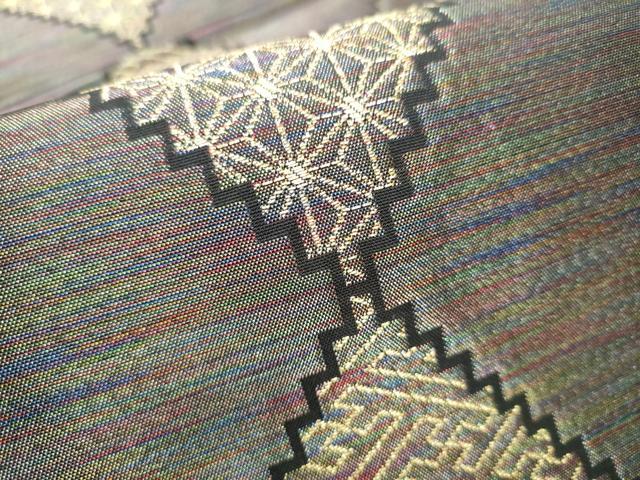 平和屋着物○染色作家 斉藤三才 両面 六通柄袋帯 菱吉祥文