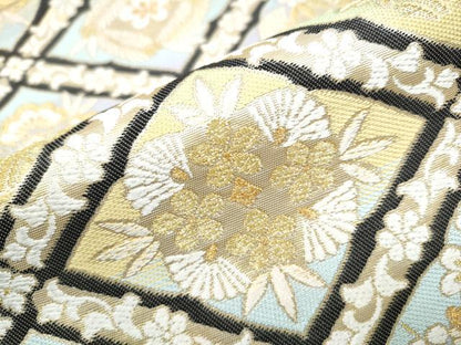 平和屋着物●西陣　六通柄袋帯　菱松竹梅花文　金糸　正絹　逸品　CABB9231hy