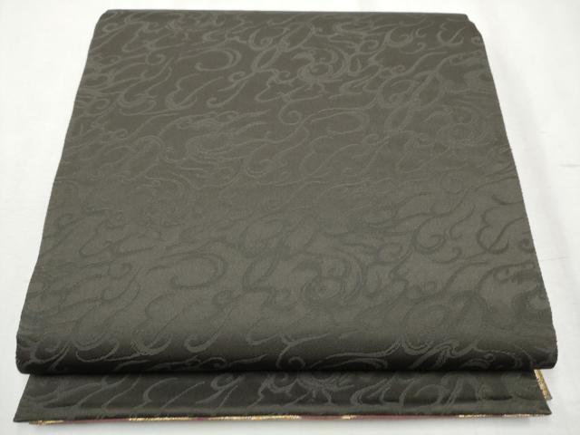 平和屋着物○両面 六通柄袋帯 よろけ縞 金糸 正絹 逸品 CABB9233hy