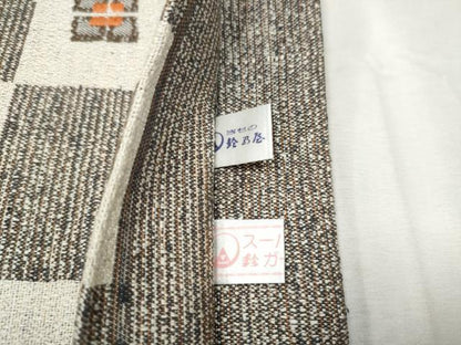 平和屋着物●六通柄袋帯　市松花文　鈴乃屋扱い　正絹　逸品　CABB9237hy