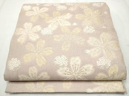平和屋着物●両面　六通柄袋帯　ぬれぬき　雪輪舞花文　　正絹　逸品　CABB9242hy
