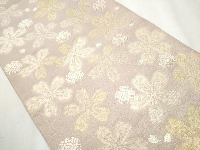 平和屋着物●両面　六通柄袋帯　ぬれぬき　雪輪舞花文　　正絹　逸品　CABB9242hy