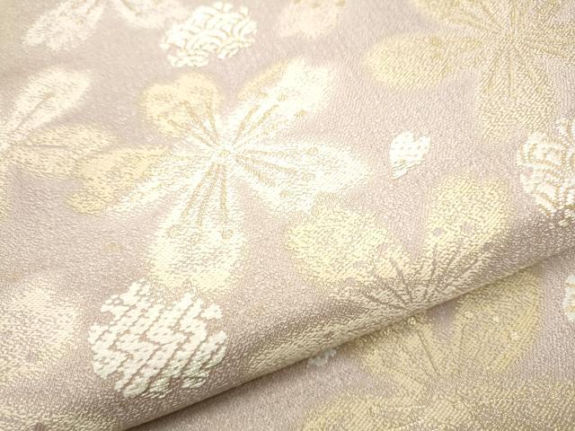平和屋着物●両面　六通柄袋帯　ぬれぬき　雪輪舞花文　　正絹　逸品　CABB9242hy