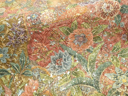 平和屋着物●全通柄袋帯　絞り　更紗花文　金彩　正絹　逸品　CABB9243hy
