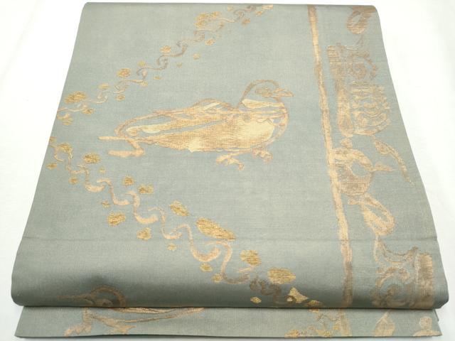 平和屋着物●六通柄袋帯　吉祥鳥文　金糸　正絹　逸品　CABB9247hy 平和屋着物○六通柄袋帯 吉祥鳥文 金糸 正絹 逸品 CABB9247hy