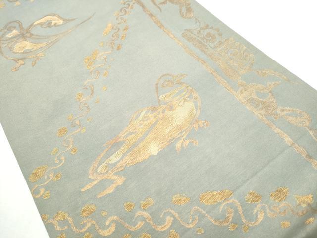 平和屋着物●六通柄袋帯　吉祥鳥文　金糸　正絹　逸品　CABB9247hy 平和屋着物○六通柄袋帯 吉祥鳥文 金糸 正絹 逸品 CABB9247hy