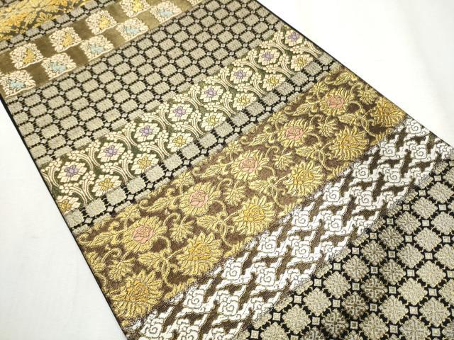 平和屋着物●六通柄袋帯　唐織　牡丹兎に花菱文　金糸　正絹　逸品　CABB9251hy
