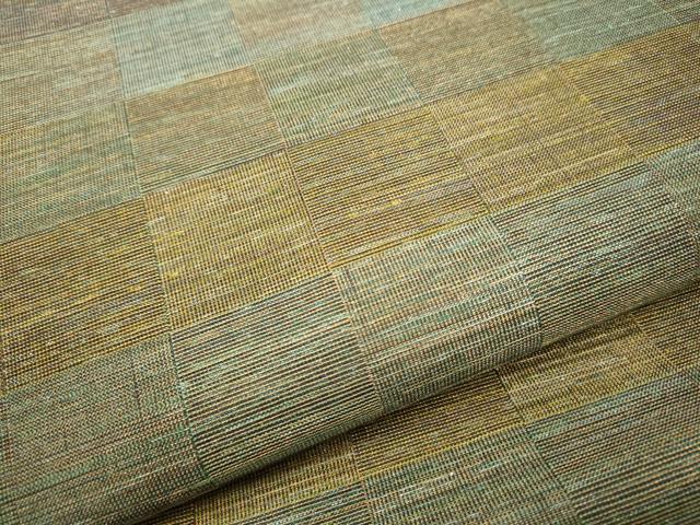 平和屋着物●ファッションデザイナー　HIROKO KOSHINO　コシノヒロコ　両面　全通柄袋帯　市松霞文　金糸　正絹　逸品　CABB9253hy