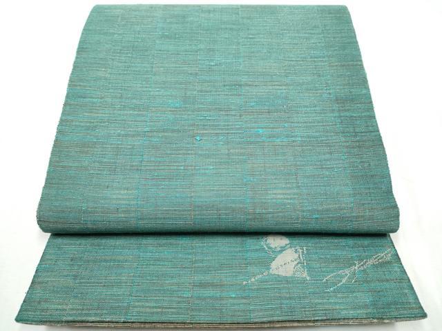 平和屋着物●ファッションデザイナー　HIROKO KOSHINO　コシノヒロコ　両面　全通柄袋帯　市松霞文　金糸　正絹　逸品　CABB9253hy