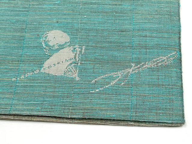 平和屋着物●ファッションデザイナー　HIROKO KOSHINO　コシノヒロコ　両面　全通柄袋帯　市松霞文　金糸　正絹　逸品　CABB9253hy