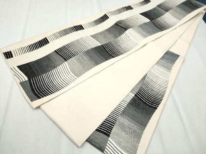 平和屋着物●六通柄袋帯　よろけ縞　正絹　逸品　CABB9254hy
