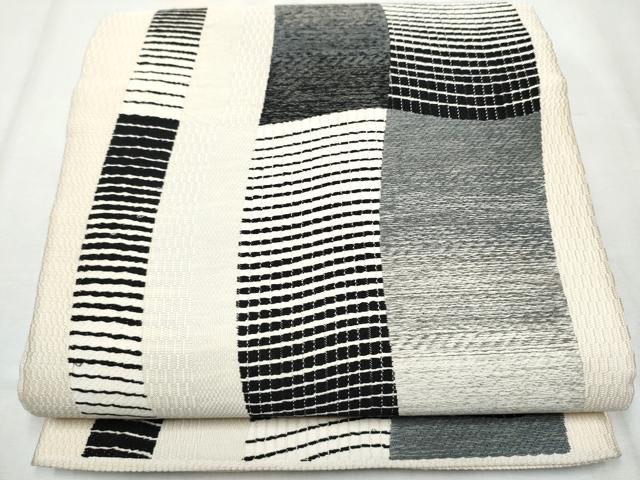 平和屋着物●六通柄袋帯　よろけ縞　正絹　逸品　CABB9254hy
