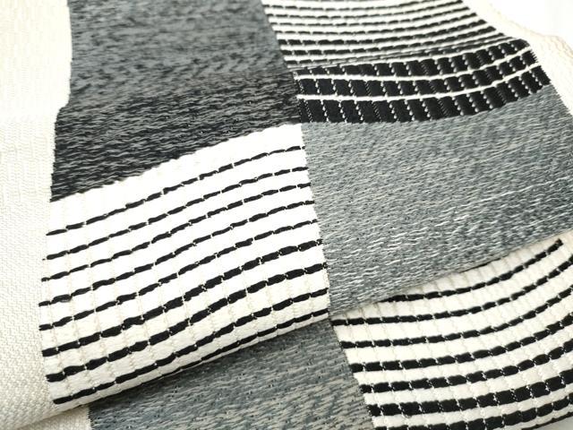 平和屋着物●六通柄袋帯　よろけ縞　正絹　逸品　CABB9254hy