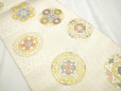 平和屋着物●六通柄袋帯　紀行唐織　花丸文　金糸　正絹　逸品　CABB9259hy