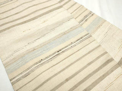平和屋着物●全通柄　九寸名古屋帯　紬地　横段文　正絹　逸品　CABB9261hy
