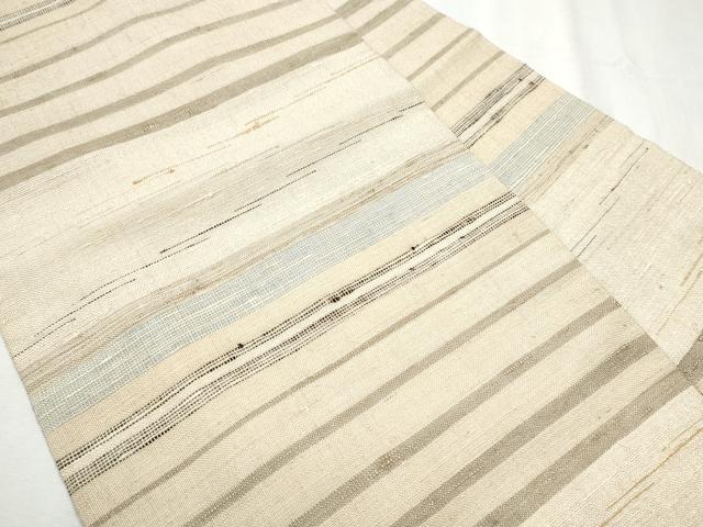 平和屋着物●全通柄　九寸名古屋帯　紬地　横段文　正絹　逸品　CABB9261hy