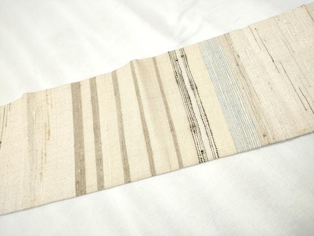 平和屋着物●全通柄　九寸名古屋帯　紬地　横段文　正絹　逸品　CABB9261hy