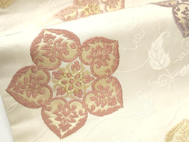 平和屋着物●九寸名古屋帯　唐織　花唐草文　金糸　正絹　逸品　CABB9271hy
