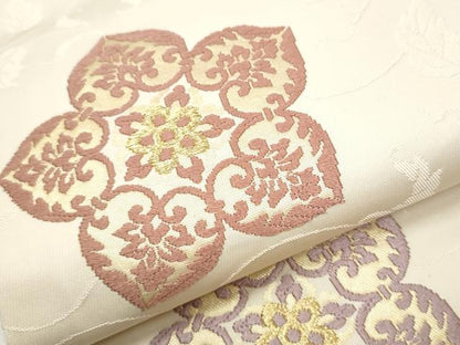 平和屋着物●九寸名古屋帯　唐織　花唐草文　金糸　正絹　逸品　CABB9271hy