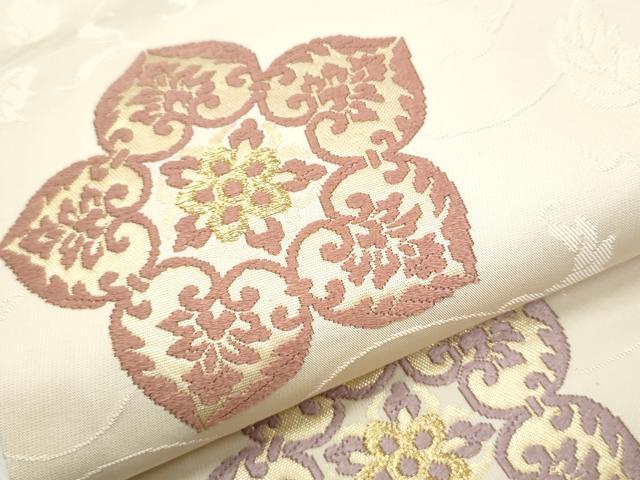 平和屋着物●九寸名古屋帯　唐織　花唐草文　金糸　正絹　逸品　CABB9271hy