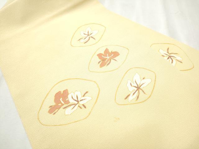 平和屋着物●九寸名古屋帯　舞花文　金彩　鬼しぼ縮緬　正絹　逸品　CABB9273hy