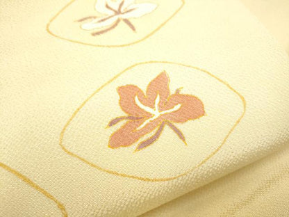 平和屋着物●九寸名古屋帯　舞花文　金彩　鬼しぼ縮緬　正絹　逸品　CABB9273hy