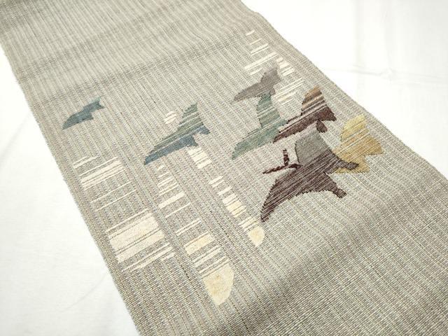 平和屋着物●八寸名古屋帯　紬地　すくい織　舞蝶文　正絹　逸品　CABB9276hy