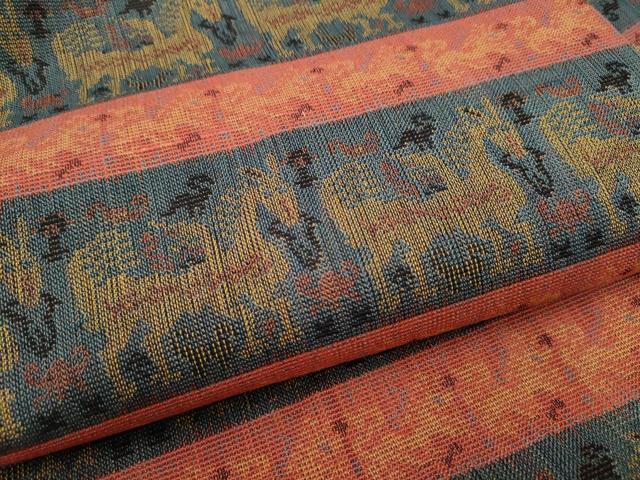 平和屋着物●全通柄　九寸名古屋　動物横段文　正絹　逸品　CABB9279hy 平和屋着物○全通柄 九寸名古屋 動物横段文 正絹 逸品