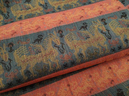 平和屋着物●全通柄　九寸名古屋　動物横段文　正絹　逸品　CABB9279hy