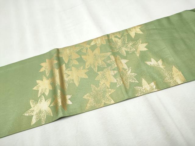 平和屋着物●西陣　川島織物　九寸名古屋帯　楓文　金糸　正絹　逸品　CABB9282hy